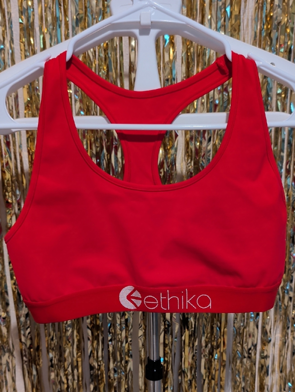 🔥Ethika Neon Red Sports Bra XL Racerback Performance Activewear Bold Fit
